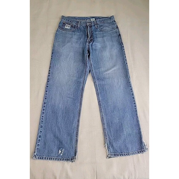 Cinch Jeans Mens 34x30 * Boot Distressed Blue Mid Rise Cotton Cowboy Western - Picture 1 of 16